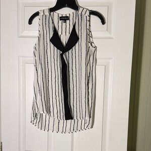 My Michelle Black and White Striped Sleeveless V-Neck Camisole